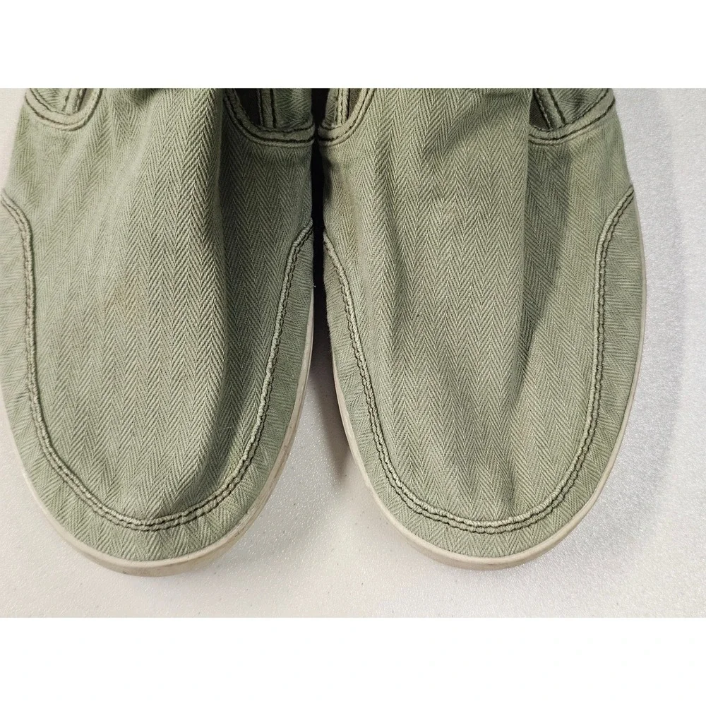 Sanuk Mens 13 Herringbone Slip On Loafers Sage Green Olive Shoes 1119334